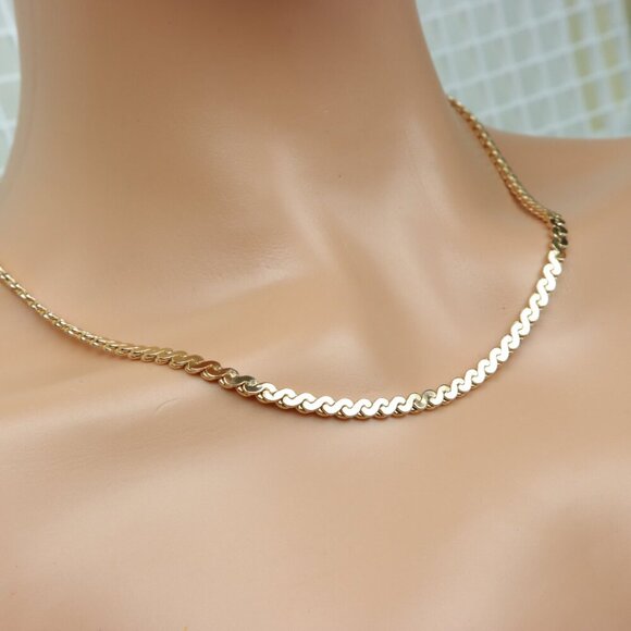 Flat Polished Rose Gold Chain Necklace – 19.7 Inch Bold Statement, XPNL0012 - Picture 2 of 12
